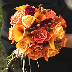 orange and red fall bridal bouquet